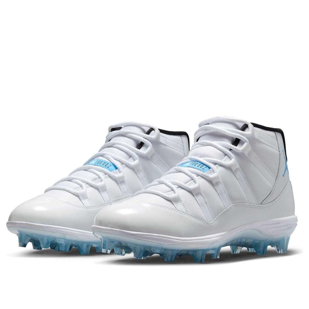 AIR JORDAN MEN'S 9.5 JORDAN 11 MID TD WHITE BLUE FOOTBALL CLEATS HM7324-104